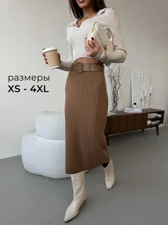 Юбка вязаная лапша миди больших размеров